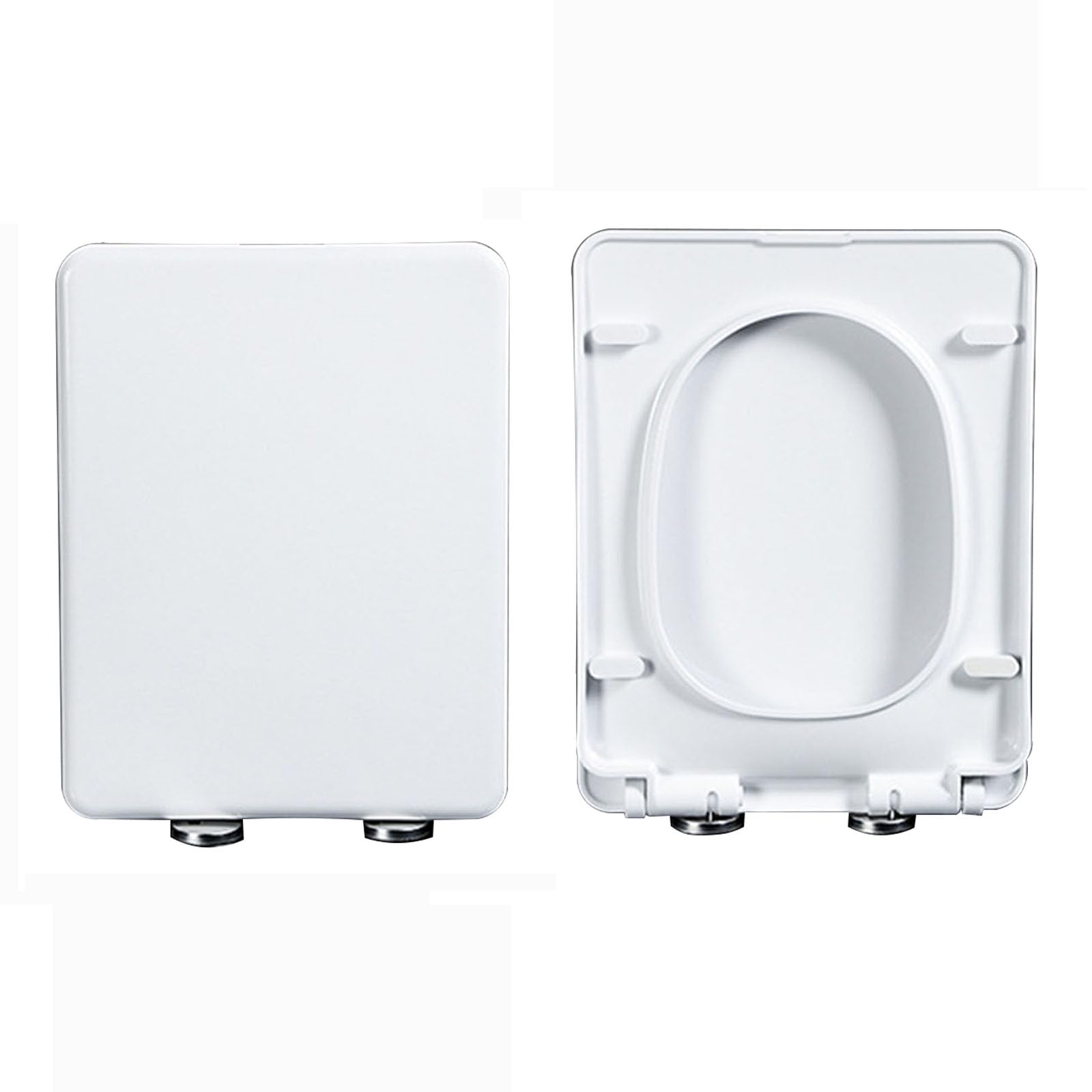 Soft Close Toilet Seat, Quiet Slow Close Toilet Lid with Quick Release for Easy Clean, Simple Top Fixing, Adjustable Hinges, Polypropylene (PP), Square, 45x35.5cm, White