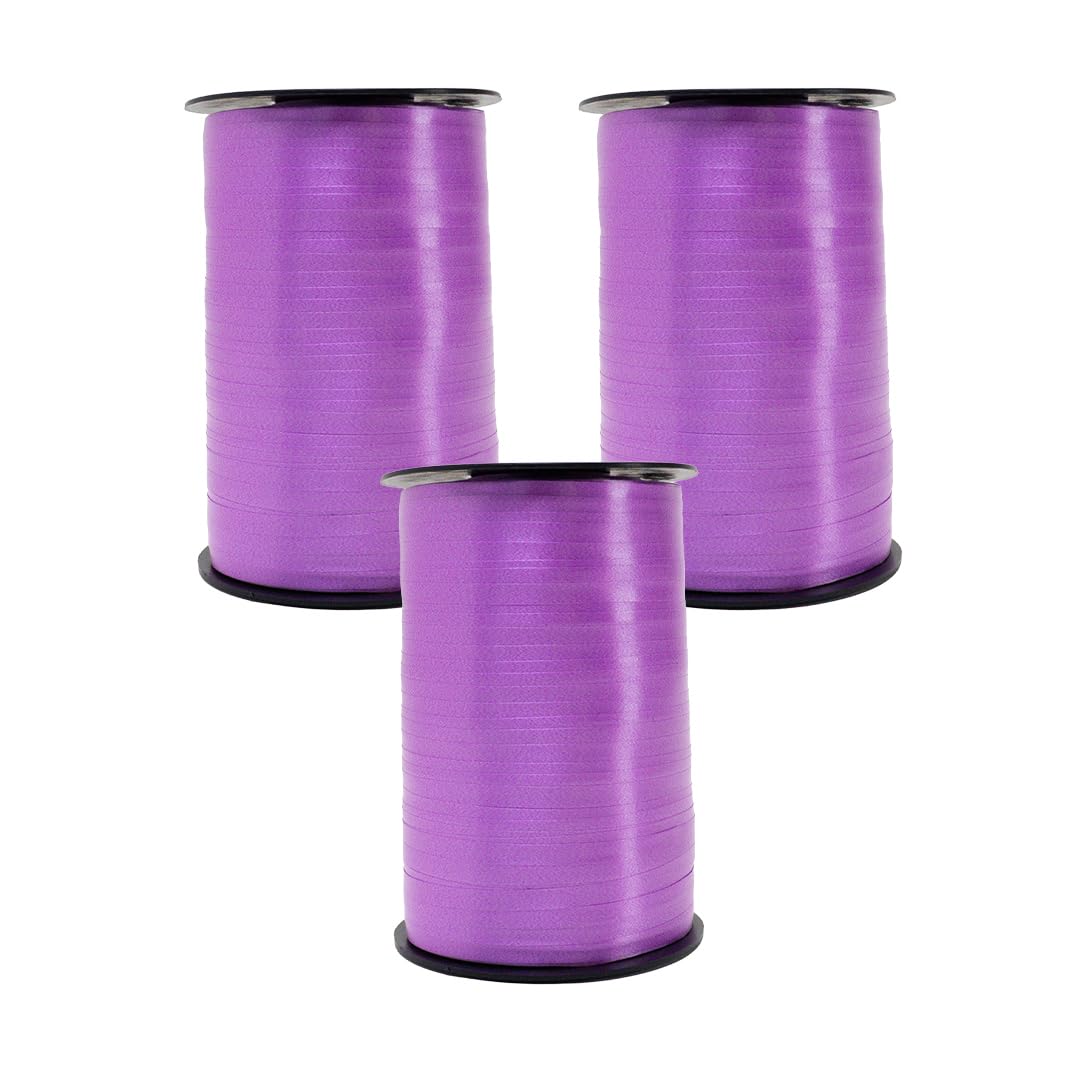 Lavender Curling Ribbon 500m (546 Yards) - Pack of 3 Reels - 5mm Balloon Ribbon for Gift Wrapping, Balloon Decorating, Present Bows, Party Decorations, Floristry & Crafts