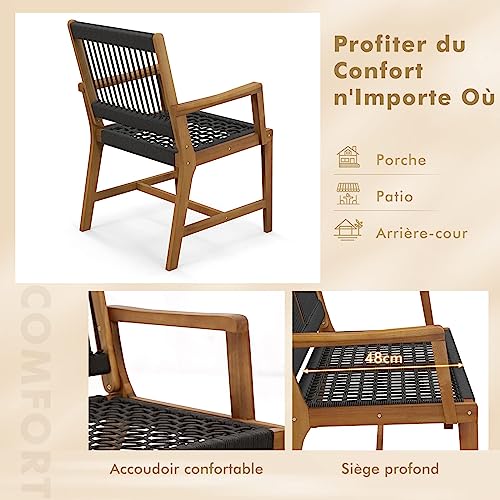 Chaise de salle à manger en corde robuste 160 KG pour extérieur - 8