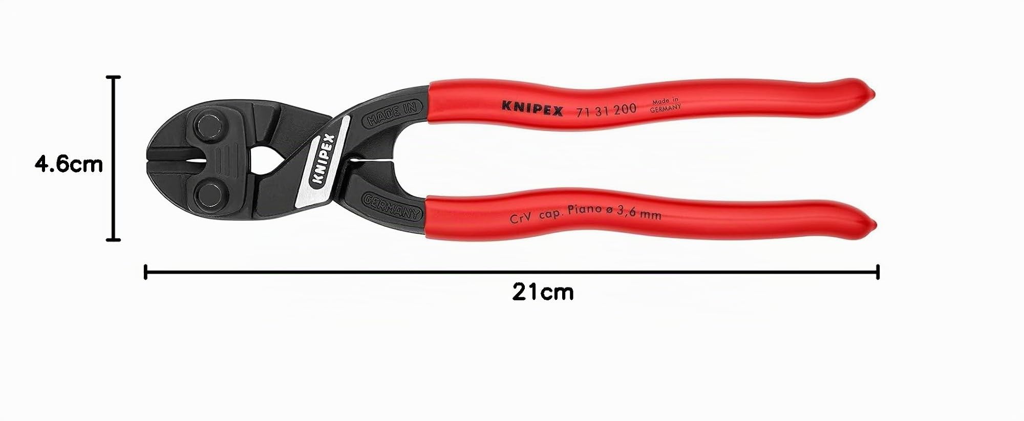 KNIPEX CoBolt Cortabulones compacto recubiertos de plástico 200 mm, 71 31 200