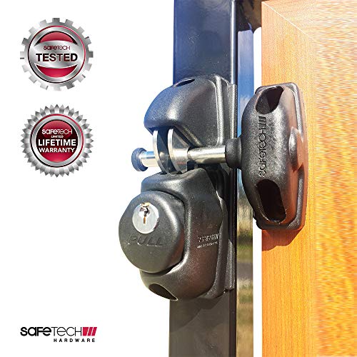 Safetech Viper - X1 Gate Fence Latch - Single Side Key Lockable Gate Lock - 2 Independent Latching Hooks - Perfect For: Pvc, Wood, Metal, Vinyl Security Lock Latch - Stainless Steel Latch #TOP3