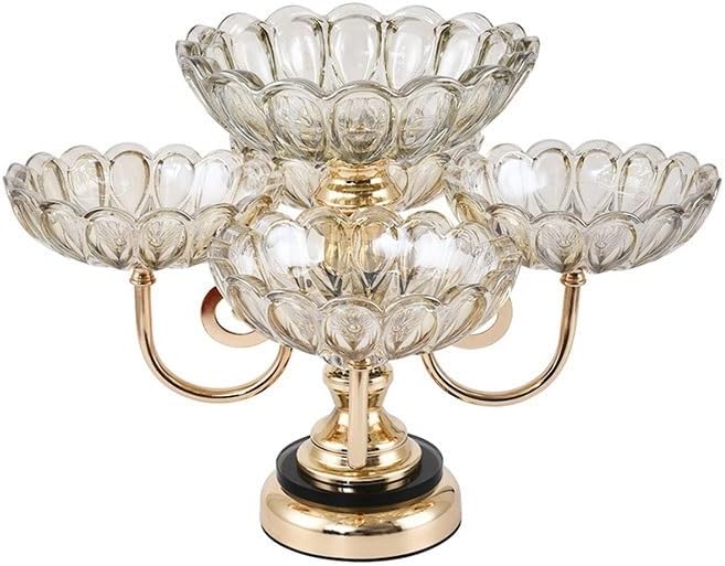 Crystal Glass Metal Electroplated Light Luxury Fruit Platter Multi Layered Creative European Ornaments