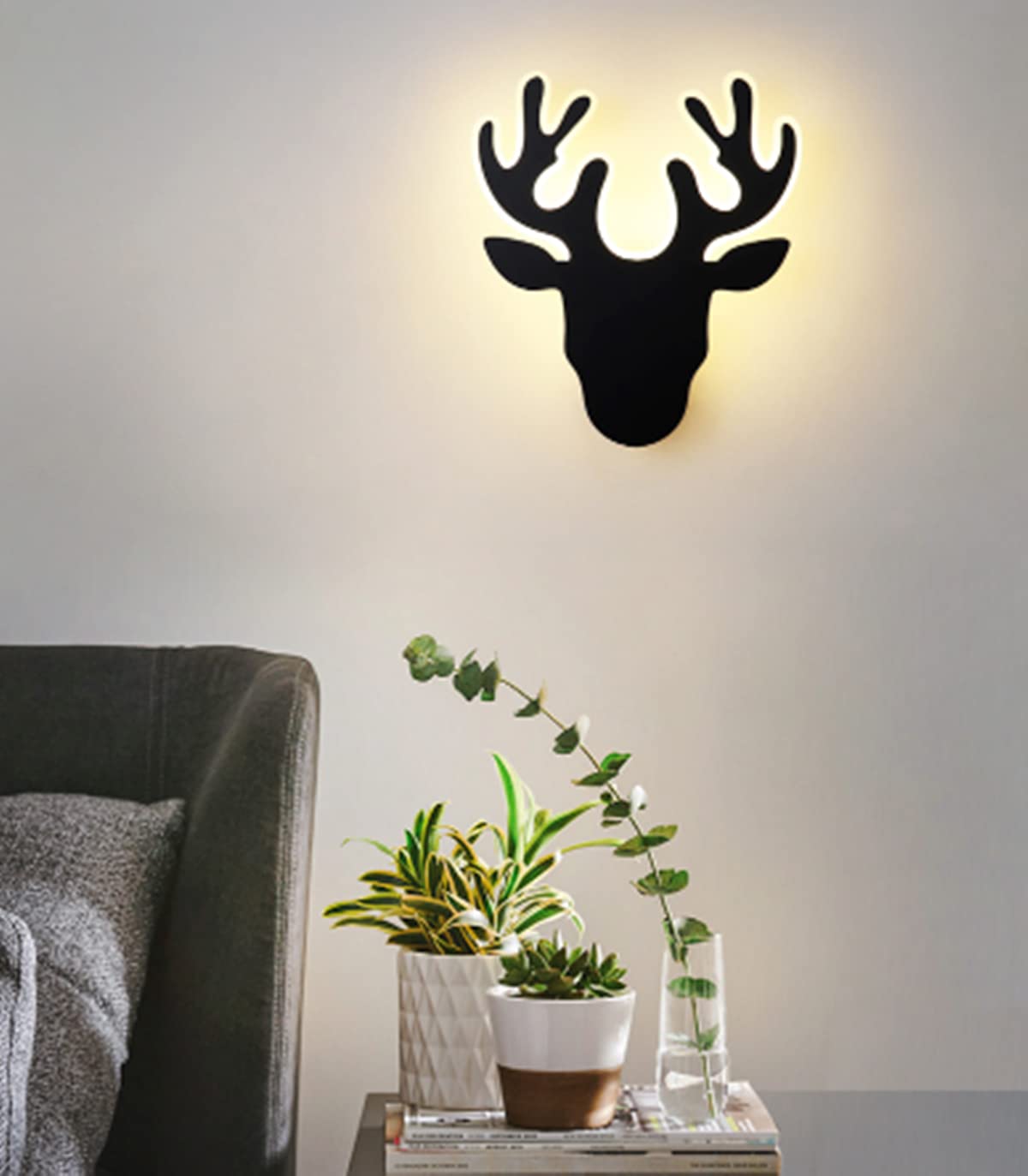 AALIN Applique da parete a LED Applique da parete per interni Lampada da parete moderna e minimalista con paralume in acrilico per soggiorno camera da letto (Cervo, Caldo)