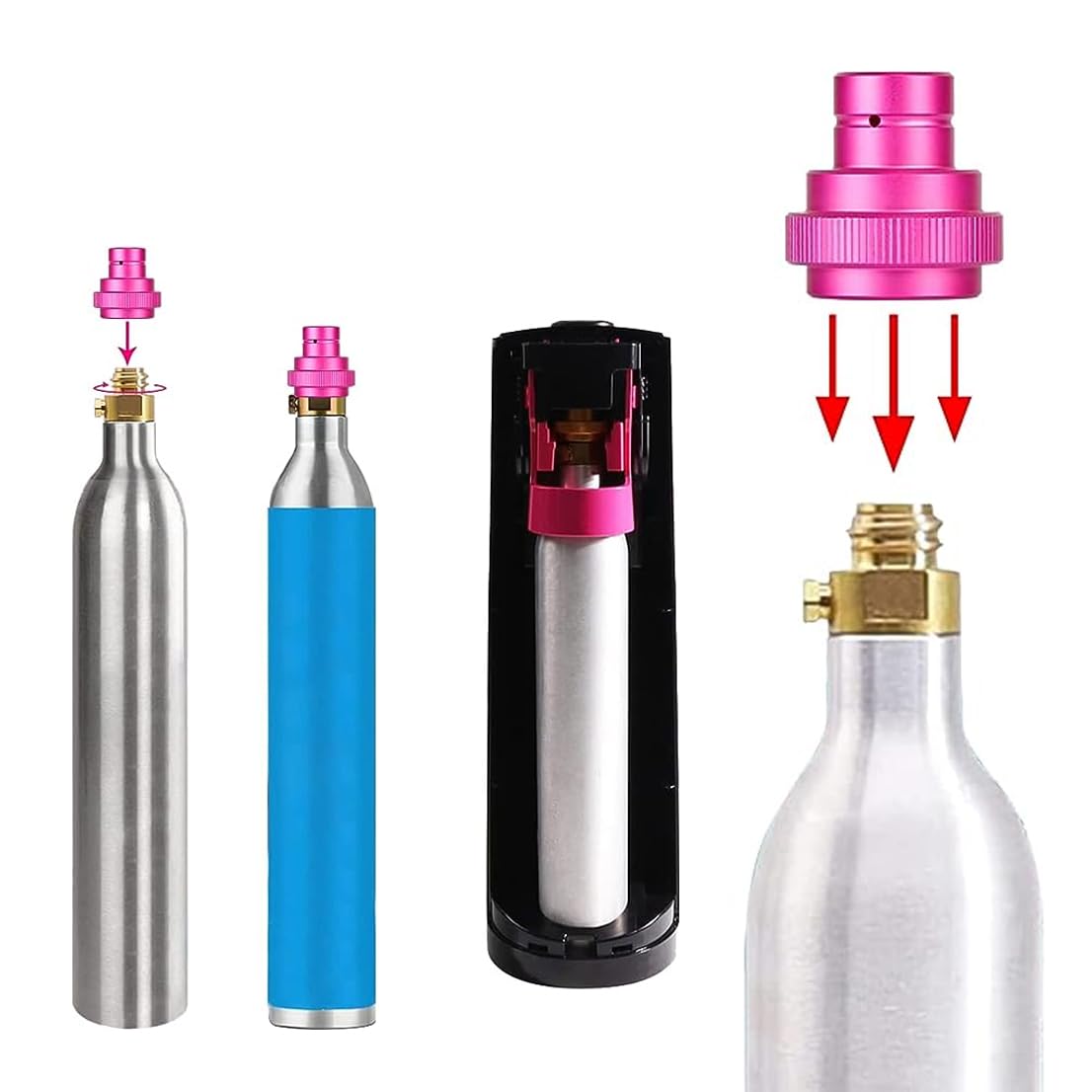 Amacoam Adaptateur Bouteille CO2 Rapide Pour SodaStream Duo Violet - Compatible TR21-4