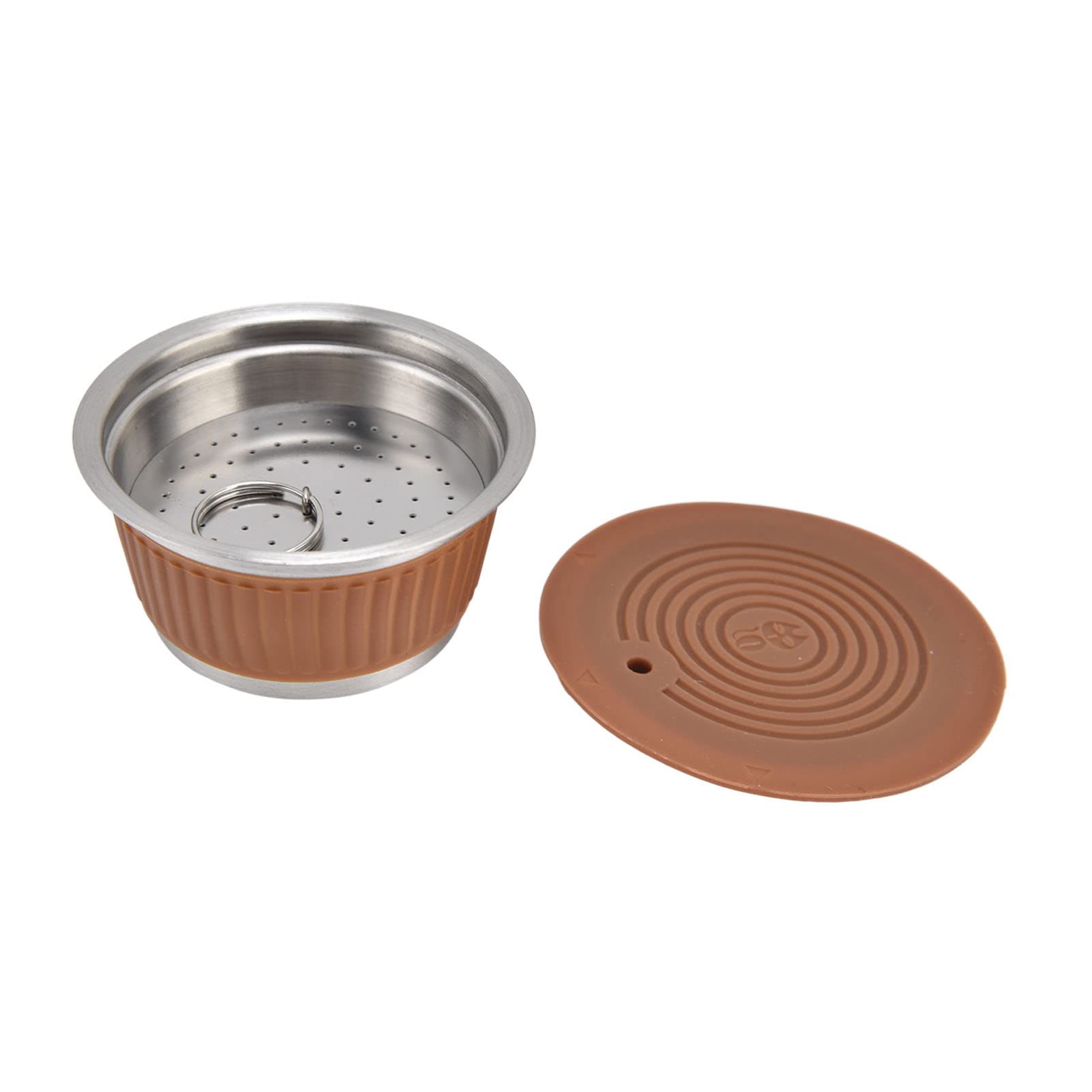 Juego De Taza De Filtro De Cápsula De Café Reutilizable, Cápsulas De Café Reutilizables, Taza De Filtro De Cápsula De Café Reutilizable, Juego De Tamper De Goteo De Filtro Recargable(Coffee color)