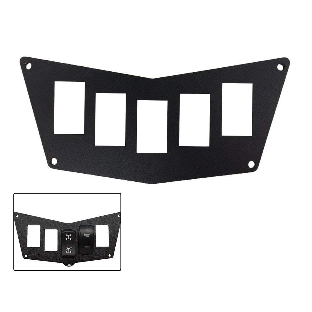 BUNKER INDUST Black Aluminum Dash Panel for Polaris RZR XP 900 800 S570 with 5 Switch Slots，Rocker Switch Panel