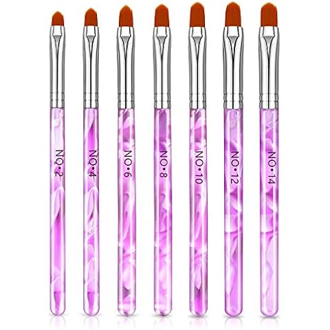 NICEMOVIC 7 Stück UV Gel Pinselset Gelnägel für Nail Art Acryl Pinsel Nageldesign Stifte Cover