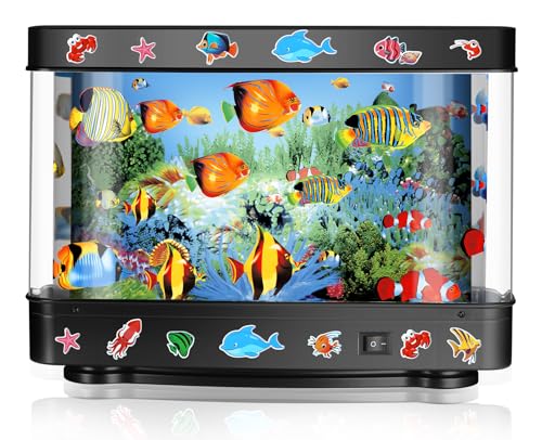 Image of Fake Fish Tank Lamp, Aquarium Lamp with Virtual Marine Life Animations, Artificial Tropical Fish Decorative, Sensory Aquarium Night Light, Ocean Room Decor Night Light Suitable