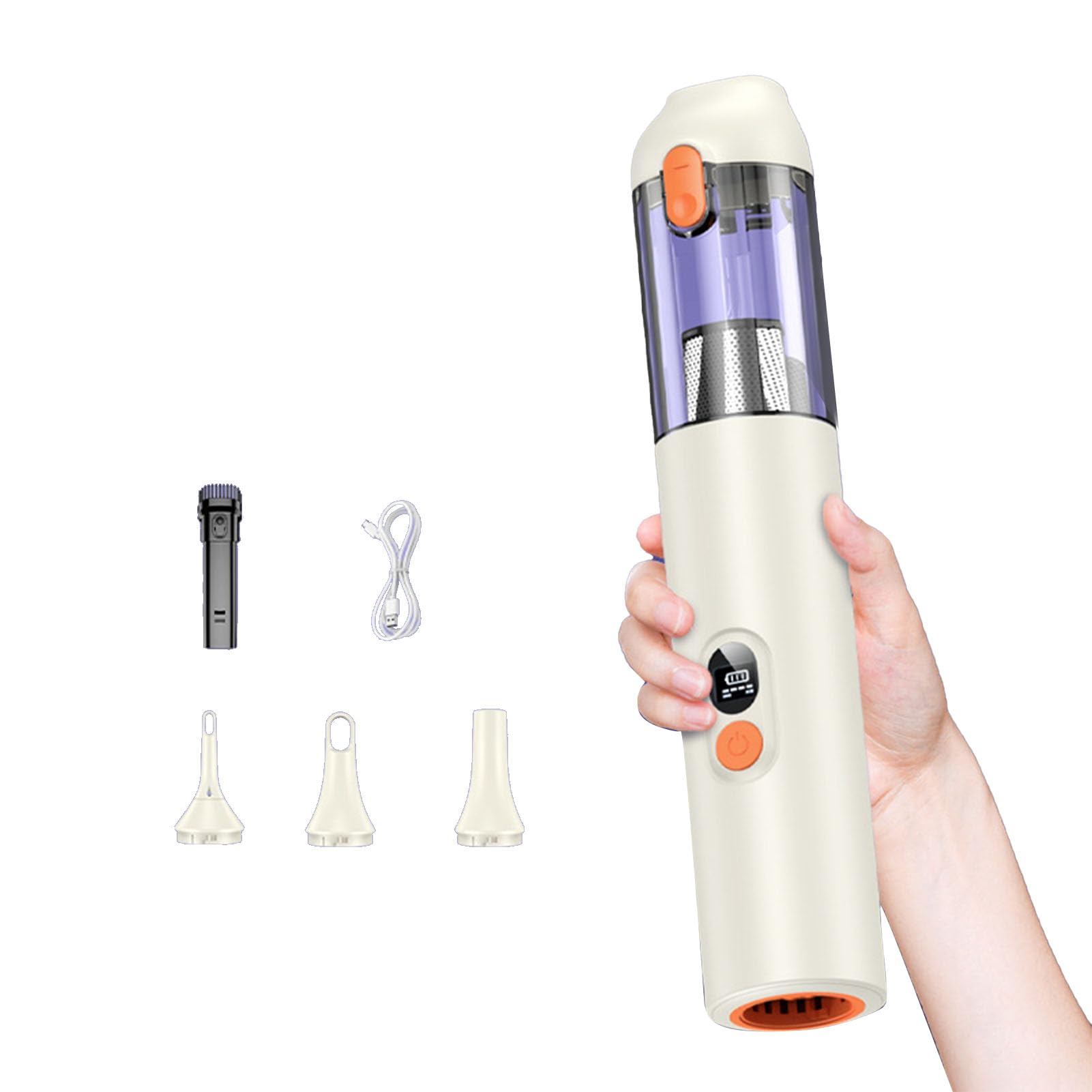 Aramox Aspirapolvere Portatile Senza Fili, Aspirapolvere Portatile per Auto con Aspirazione 14.000 Pa, Motore Brushless 60.000 Giri/min, ABS Ricaricabile 4 in 1 USB per di Animali Domestici, Auto,