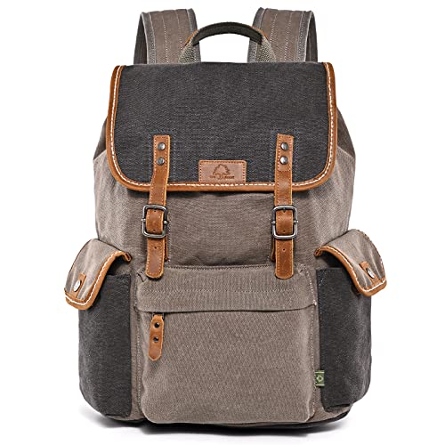 Tsd Brand Canvas Vintage Backpack Laptop Travel Rucksack Notebook Bag, Casual Daypack Laptop Backpack College School Computer Bag For Women & Men（Grey) #TOP2