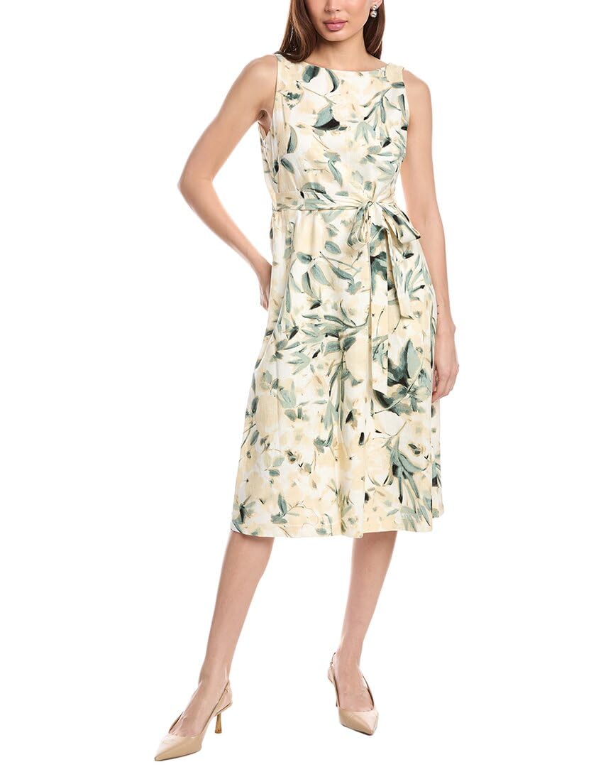 Anne Klein Women's Fit and Flare Midi, White Dove Multi, 18