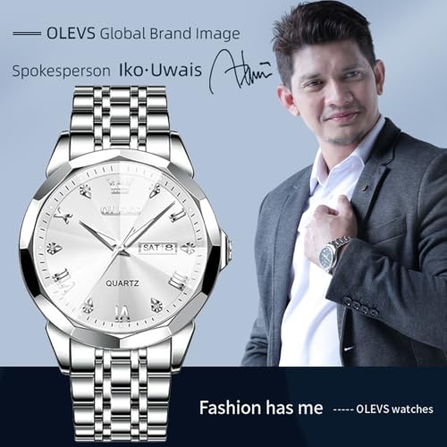 Image of OLEVS Men's Watch Designer Diamond Waterproof Luminous Simulated Quartz Stainless Steel Multi Color Leisure Luxury Business Date Original
