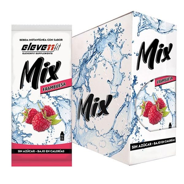 Eleven Fit Mix Instantáneo Sabor Frambuesa | Prepara 1.5L de Bebida Saludable, Sin Azúcar y Baja en Calorías | Ideal para Mezclar con Agua y Mejorar tu Dieta | Caja de 24 Sobres