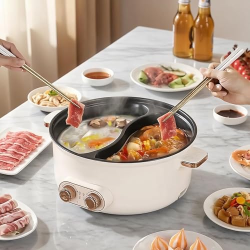7.5L Hot Pot Elektrisch, 1600W Doppelter Topf mit Zwei Reglern