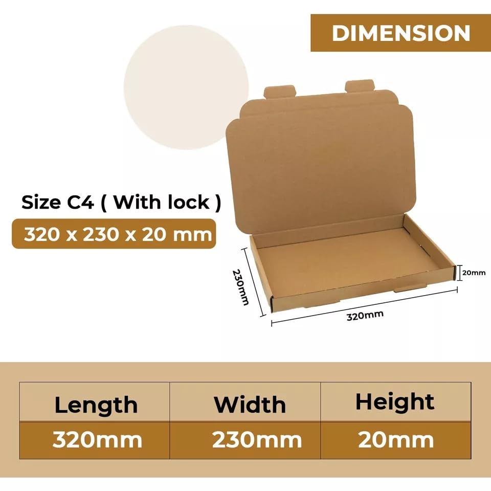A4 Brown Gift Postal Box 310mm X 230mm X 30mm In Packs Of 10