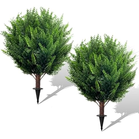 IVYYUUOH Artificial Topiary Trees, Set of 2, 3.5 ft Tall, Green Cover
