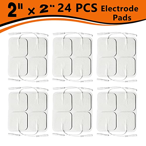 24Pcs Tens Unit Replacement Pads 2X2, Latex Free Electrodes Compatible With Tens Machine Use 2Mm Pin Connector Lead Wires Such As Auvon Tens, Tens 7000, Etekcity, Nicwell Care Tens #TOP6