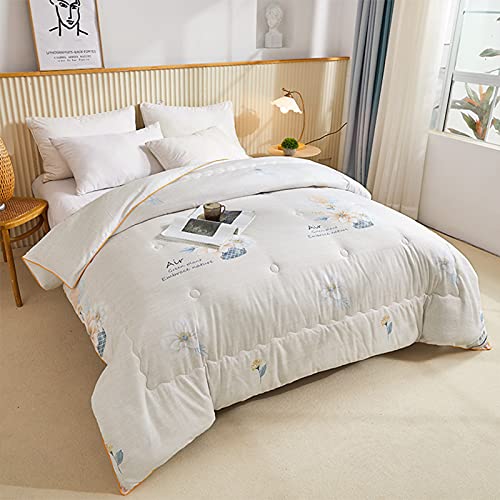 EdredóN - 100% Seda de Morera Edredón, EdredóN de ImpresióN de Moda para Hombres y Mujeres, Adecuado para Todas Las Estaciones, EdredóN de Regalo para Hombres y Mujeres-220×240 cm=4kg