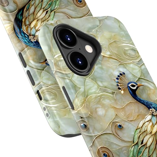 Image of Goodon for iPhone 17 Case Cute - Wireless Charging Compatible - Dual-Layer Hard Shell + Silicone Cover - Protective Phone Case with Trendy Designs for Women - Peacock and Flower | Dual-Layer Hard Shell + Silicone, Slim Fit Protective Phone Cover with Wildflower Designs for Women Girls