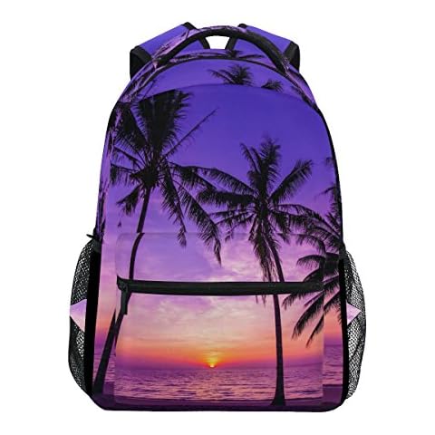 TropicalLife Hawaiian Palm Tree Ocean Theme Backpacks Bookbag Shoulder School Computer Hiking Gym Travel Casual Travel Daypack Cover