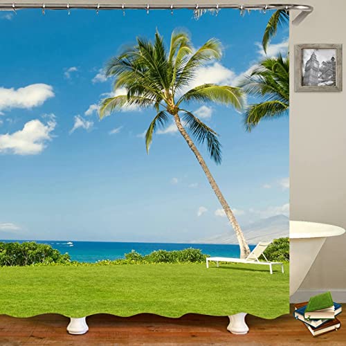 Rideau de douche vert bleu KnSam 165x200 cm en polyester imperméable - 2