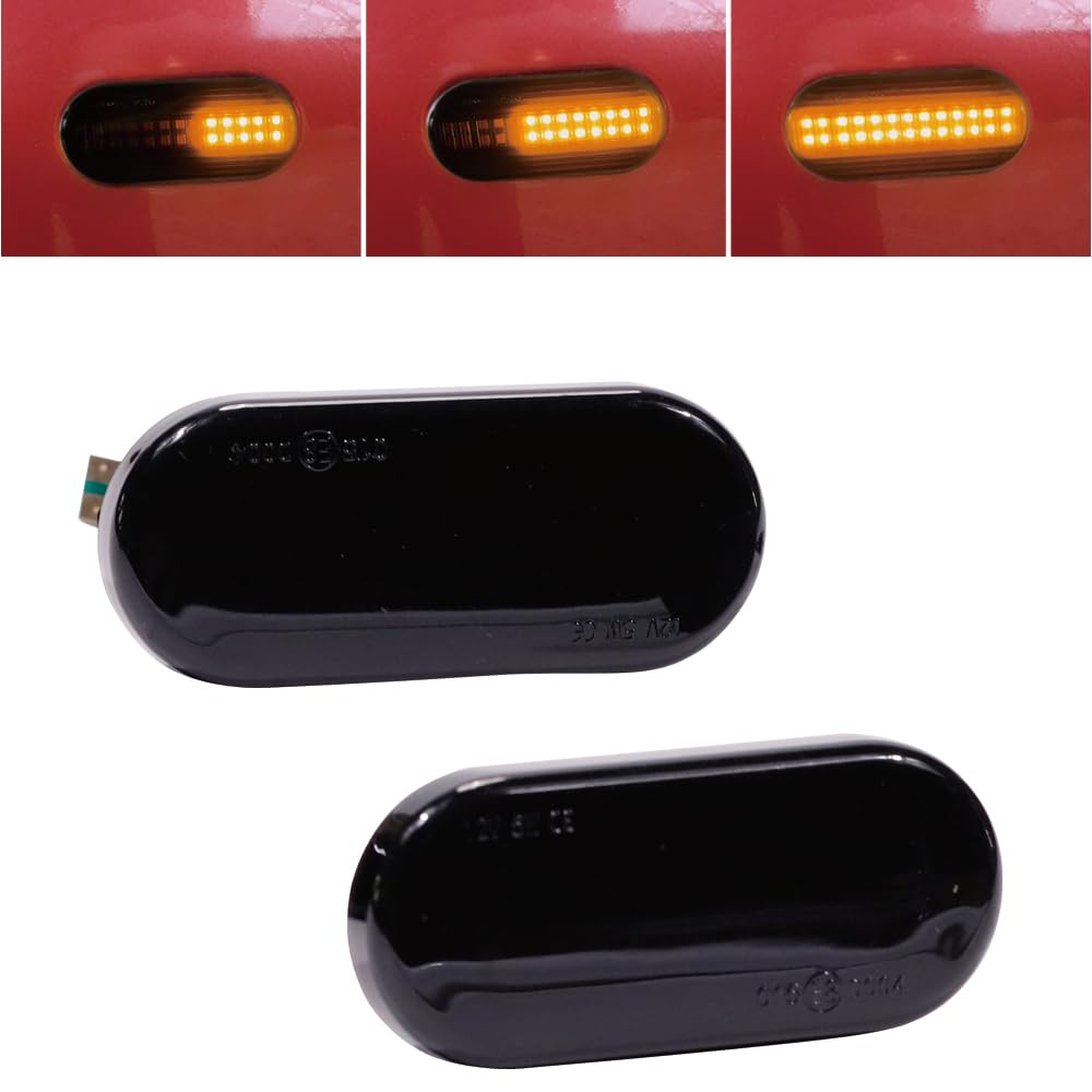 Dinámicos LED intermitentes laterales para Bora Golf 3 4 Passat 3BG Polo SB6 Sharan Vento (negro)
