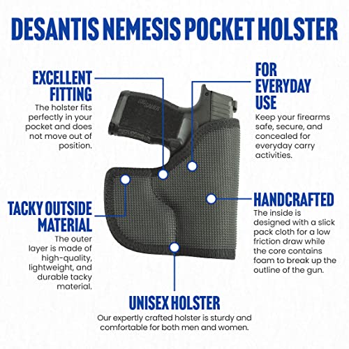Desantis Nemesis Pocket Holster For Pistols, Ambidextrous, Unisex Gun Holster, Made Tacky Material, Fits Sig P365, Sig P365 Xl, Sig P365 Sas, Sig P365 With Manual Safety, Black #TOP5
