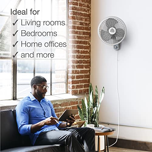 Lasko 16" 3-Speed Oscillating Wall Mount Fan For Indoor Use, M16900, Light Grey #TOP4