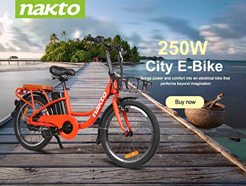 Adsafe Trekpower 20”Electric Bike, 250W Dual Disc Brake Ebike For Female, City Electric Bikes For Adults&36V10Ah Battery-(Red/White) #TOP5