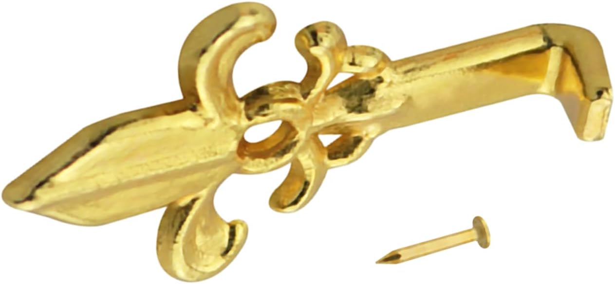 4PCS Gold Decorative Hook Set with 4 Nails Antique Style Wall Hooks 1.2 x 0.7 Inches for Closet Doors Bedrooms Small Home Accessories