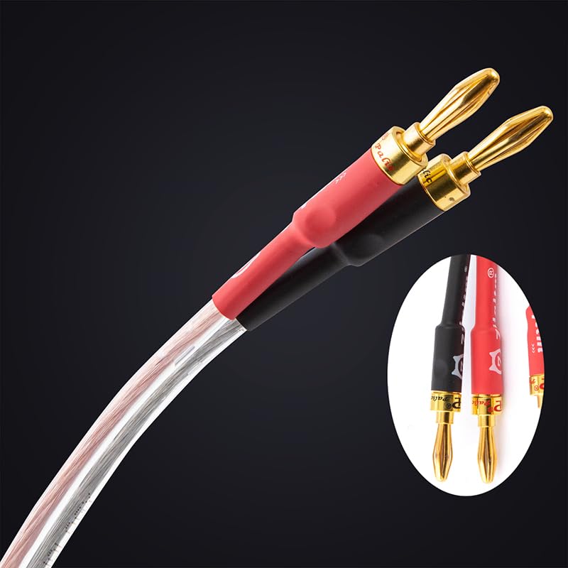 Zjlqltm 1 Pair 13AWG Pure Copper Professional HiFi Audio Connection Cable Home Speaker Cable Amplifier Banana Head Cable(9.8FT)