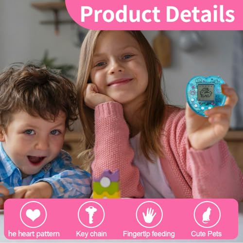 Tomedeks Elektronische Haustier Spielmaschine,2 Stück Tragbar Handheld Virtuelle Haustiere Spielzeug mit Schlüsselbund,Handheld Spielkonsole,Tier Spielekonsole für Erwachsene und Kinder(B)