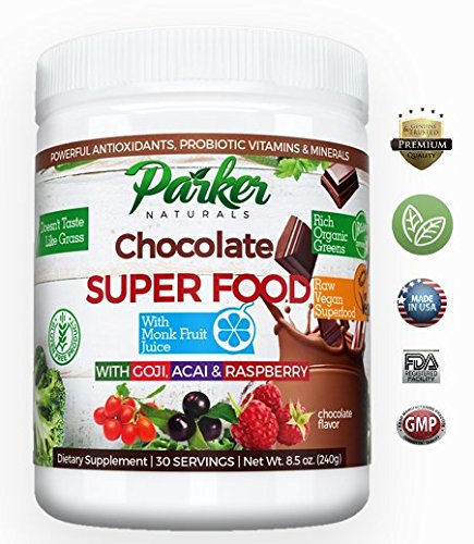 Berry Green Chocolate Superfood Powder with Organic Greens & Organic Fruits, Enzymes, Probiotics, Antioxidants, Vitamins, Minerals - Alkalize & Detox - Non GMO, Vegan & Gluten Free - 240 Grams.