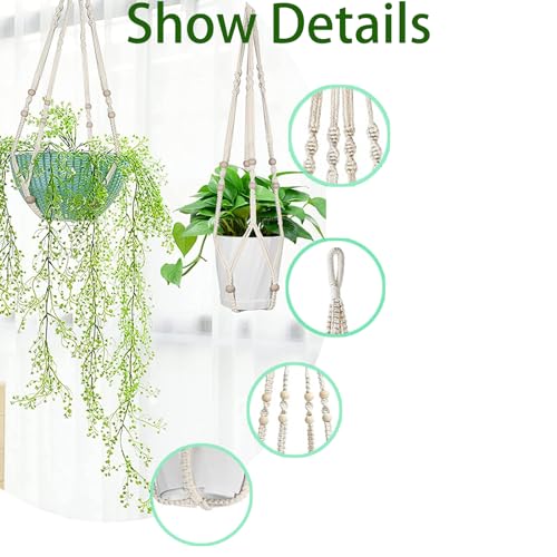 Pots de fleurs à suspendre macramé gain de place intérieur perles bois