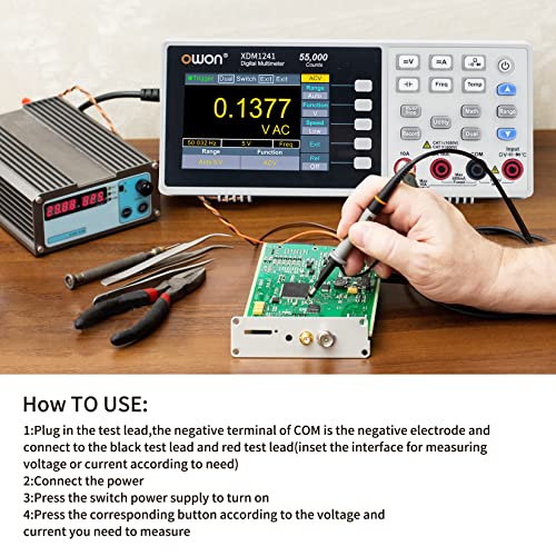 Image of OWON XDM1241 Digital Multimeter,3.5in Desktop Multimeters, 55000 Counts LCD True RMS Temperature Tester Meter