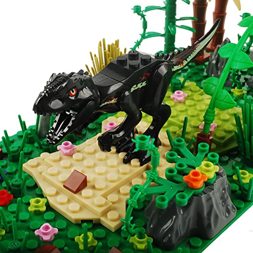 Baenrcy Dinosaur Building Blocks Animal Sencery Accessories Forest Set Building Bricks Kit Diy Building Set Compatible All Major Brands (Black) #TOP3