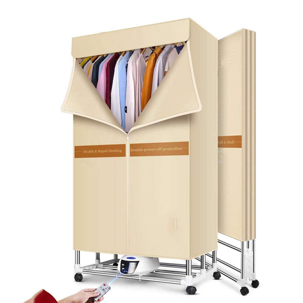 2 Layer Foldable Clothes Dryer,1600W Quick Drying Airers,Cold Air/Low Heat/High Heat Three Modes,Load-bearing 500l,with Remote Control,Swivel Casters,Safety