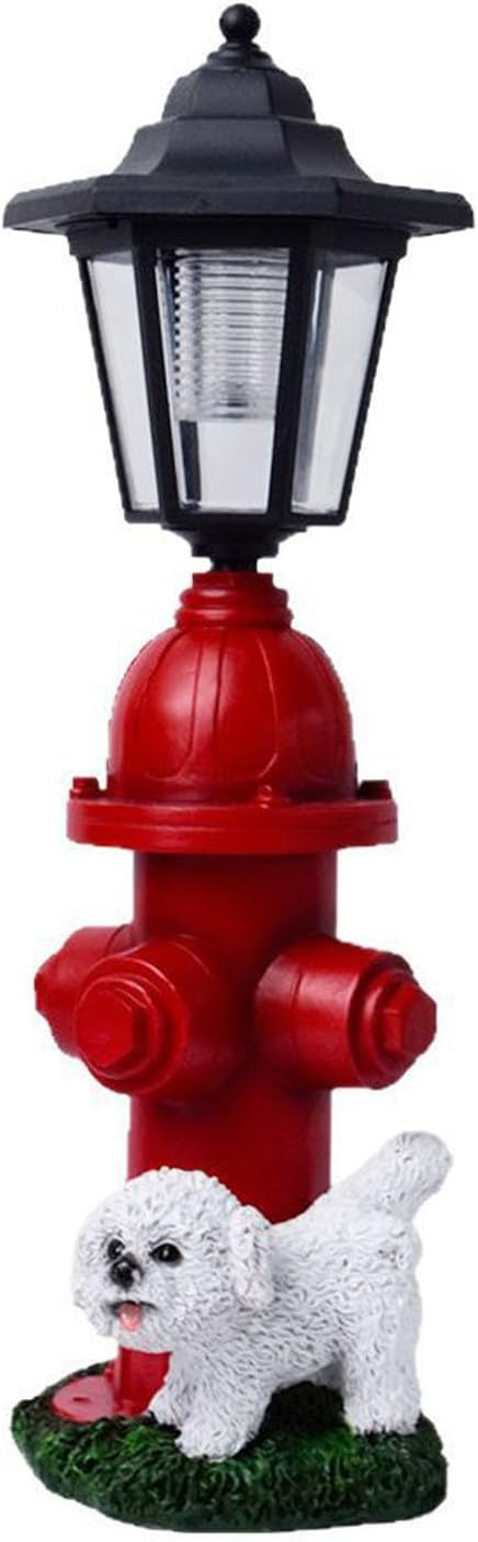 Dog Fire Hydrant Solar Decorative Light, Solar Light Outdoor, Garden Statue Solar Lights, Solar Lights Outdoor Waterproof Pathway for Dog Party Garden Lawn Outdoor Decorations (Red)