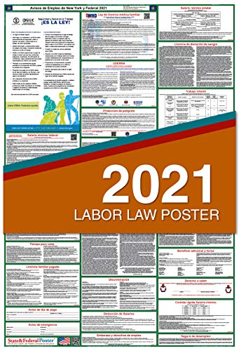 (Spanish) 2021 New York All-in-One Labor Law Posters (Laminated) OSHA Compliant 27 x 40 inch [NY2-27X40-SP]