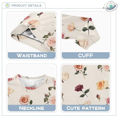 JUNZAN Unique Rose Beige Big Boys Sweatshirt Hoodie Long Sleeve Sweatshirts for Boys Athletic 4T3