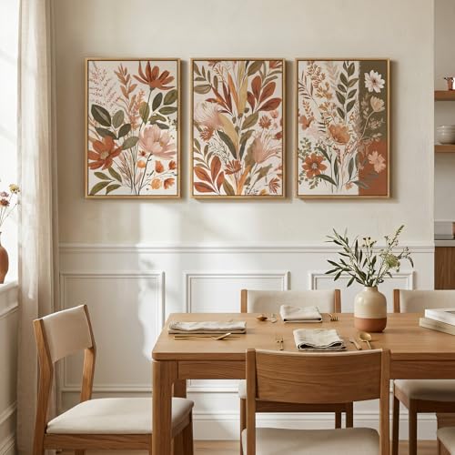 Impression sur toile de qualité premium : triptyque rétro botanique 20,3x30,5 cm - 6