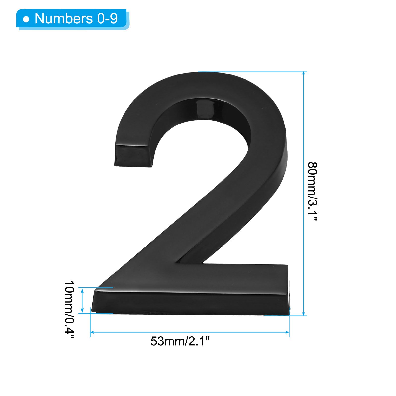 PATIKIL Numery domów 3D skrzynki pocztowej numery 0-9 na zewnątrz, 10 szt. adres drzwi metalowe cyfry litera samoprzylepna do domu, mieszkania, biura, pokoju hotelowego, tabliczka na skrzynkę