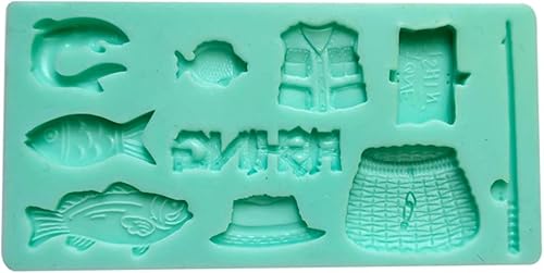 Moldes de silicona para jabón de pesca 3D, moldes de velas de peonías, molde de arcilla, decoración de tartas, gelatina de silicona, azúcar y
