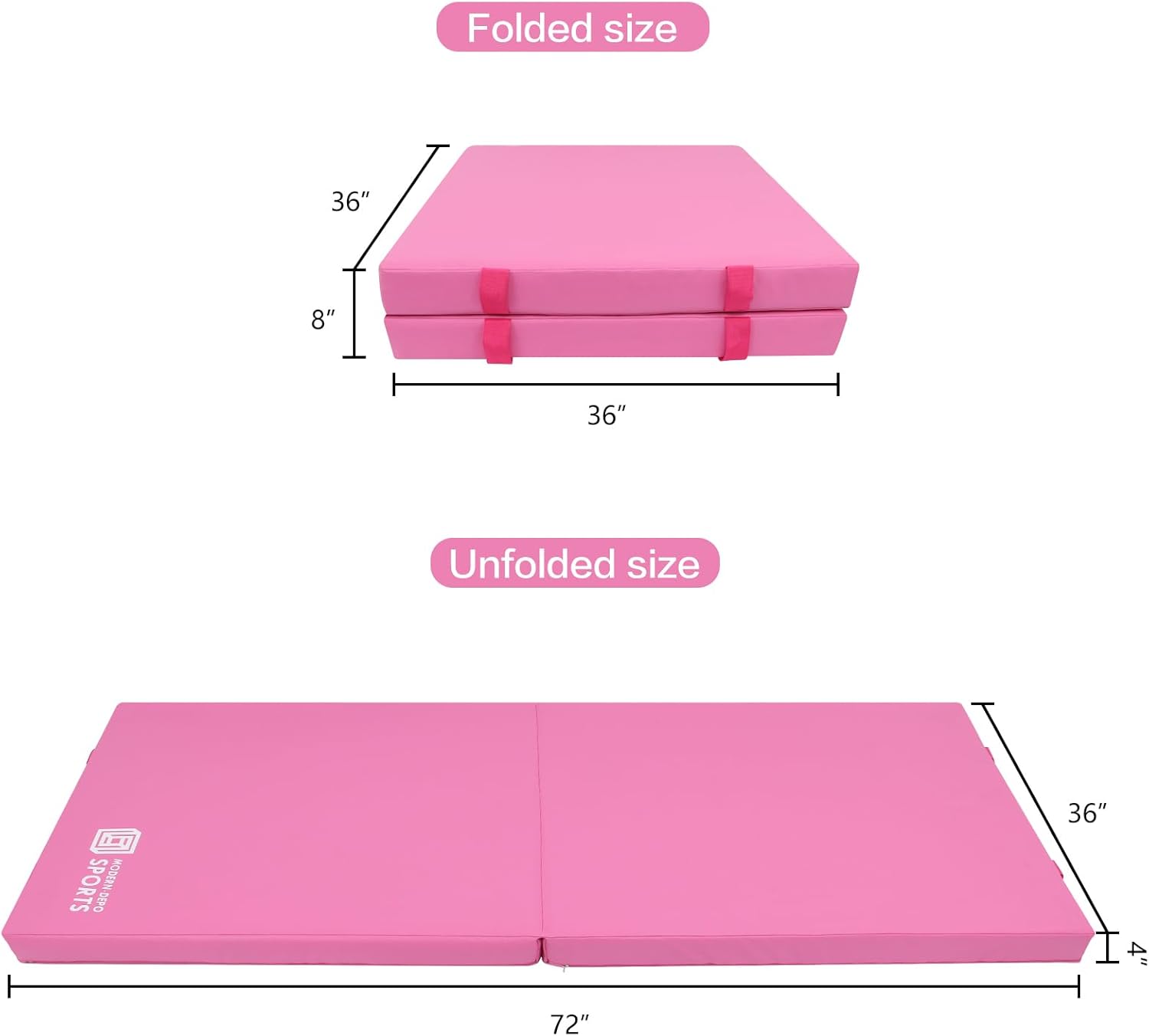 Kids Cartwheel and Beam Training Folding Mat 2-Folding Exercise Mat, 6'X2'X1.6" Foldable Gymnastics Mat, Home Gym Tumbling Mat with Carrying Handles, EPE Foam, 2 Panel, Waterproof, Versatile Use for Fitness Aerobics Stretching