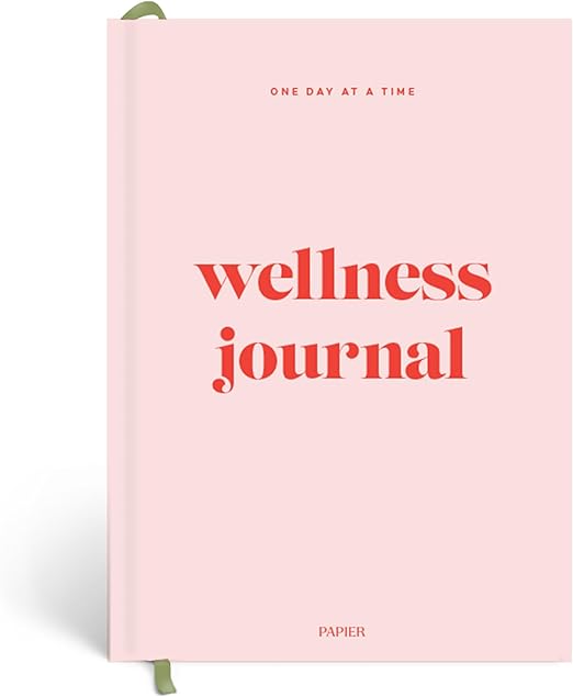 Papier Daily Wellness Journal Diary - Baby Pink, 8.46" L x 6.02" W | Hardback Cover Wellbeing, Gratitude & Mindset Diary for Personal Growth, Mindfulness & Reflection | Track Goals, Sleep & Lifestyle