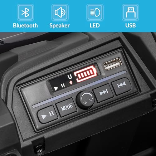 Kidzone 12V Ride On UTV for Kids 3–5, Electric UTV Truck with Remote Control, Dual Motors, Rear Suspension, Bluetooth Music, LED Lights, Safety Belt, Ride On Car for Boys Girls, Black — view 5
