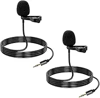 Microfone de Lapela Lavalier Condensador Omnidirecional 3.5mm TRS - Kit 2 Microfones Profissionais para Celular, Câmera, Gravação de Áudio, Vlogs, YouTube e Entrevistas