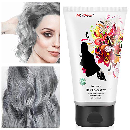 Instant Hair Wax 120g, Temporary Hair Color Dye Wax, Men Women Hair Pomades, Hair Styling Mud Fluffy Matte Best Salon Hair Clay for Party, Festival, Cosplay & Halloween - Silver Gray