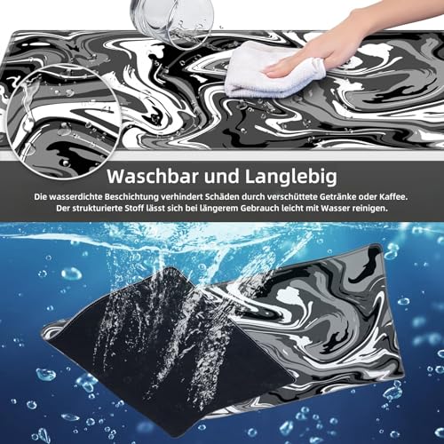 LeKuni Grote XXL muismat, gamer muismat met randnaden, kantooraccessoires, antislip rubberen basis oppervlak, 900 x 400 mm, grijs - Afbeelding 5