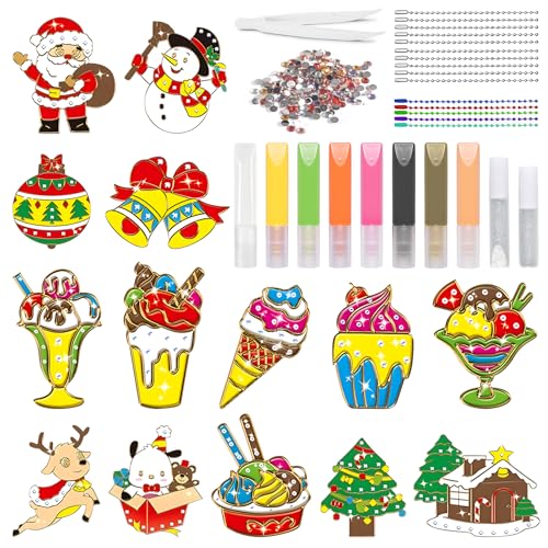 Auirshiky 14 pezzi Set di pittura di cristallo per arti e mestieri, Set di pittura di cristallo per arti e mestieri, Set di pittura di cristallo per Natale, Pittura a colla di cristallo di Natale